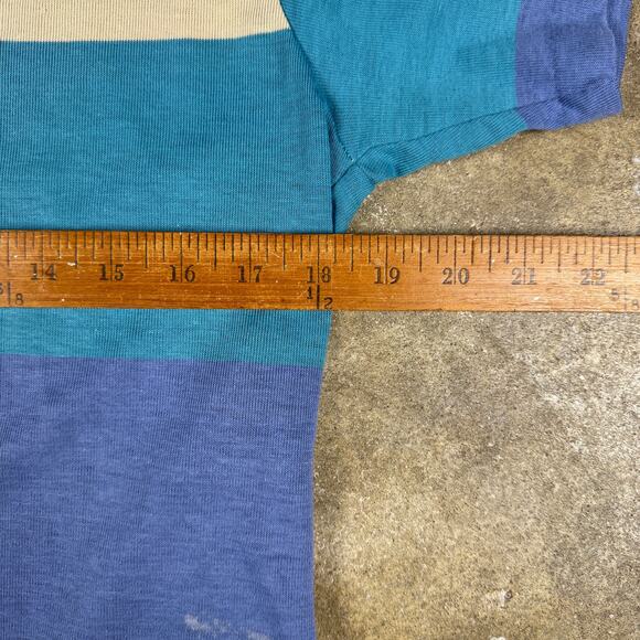 Vintage‎ Coyote by Argo Striped T-Shirt USA Made Blue Natural Men’s Large - Picture 7 of 9